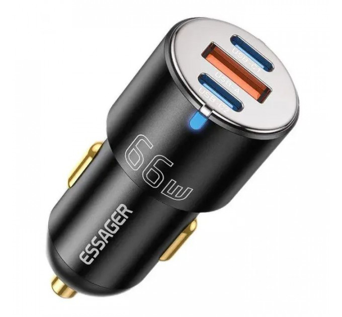 Зарядний пристрій Essager 2xUSB-C 66W + 1xUSB black (ECC2C1A-FF01)