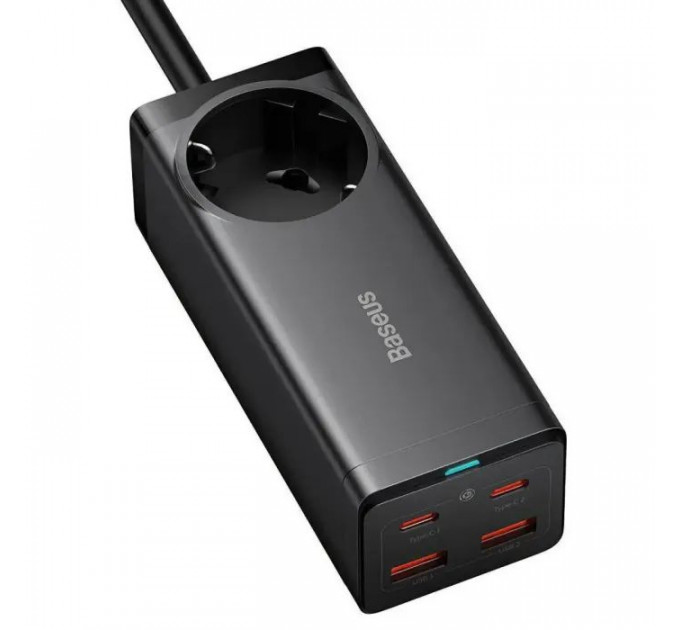 Зарядний пристрій Baseus AC + 2xUSB-C 100W + 2xUSB + cable USB-C to USB-C 100W 1.0m black (PSZM000401)