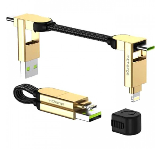 Дата кабель 6in1 inCharge X 0,14m 100W beige Rolling Square (X03WR)