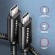 Дата кабель USB-C to USB-C 2.5m USB 2.0 PD 240W 5A black AXAGON (BUCM2-CM25AB)