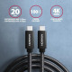 Дата кабель USB-C to USB-C 2.0m USB 3.2 Gen 2 PD 100W 5A 4K black AXAGON (BUCM32-CM20AB)