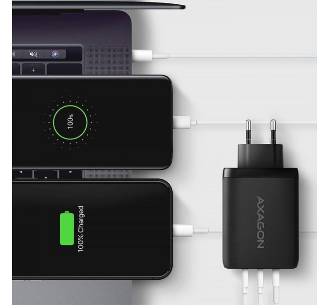 Зарядний пристрій AXAGON 1xUSB + 2xUSB-C 100W QC4+ PD3.0 PPS black (ACU-DPQ100)