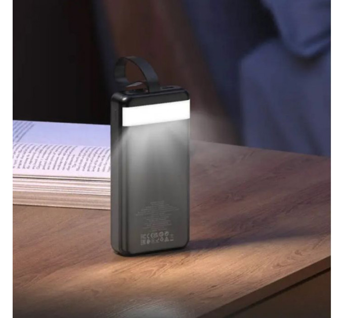 Батарея универсальная HOCO 30000mAh Element PD/20W, QC/22.5W, LED Lamp, Black (J123B/714735)