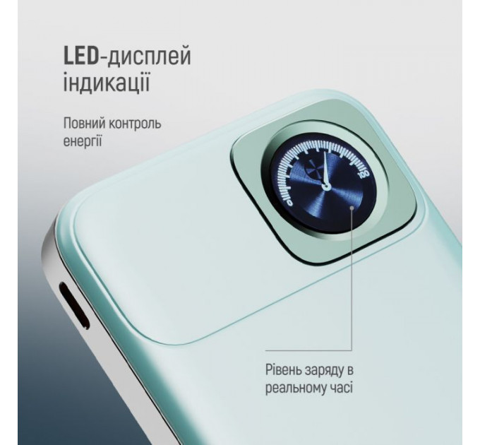 Батарея універсальна ColorWay 10 000 mAh PD\/22.5W, 15W MagSafe & Watch Wireless Aquamarine (CW-PB100LPA2MT-WPDD)