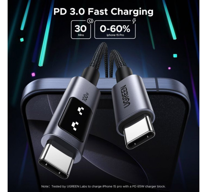 Дата кабель USB-C to USB-C 1.0m PD 100W L509 black Ugreen (35501)
