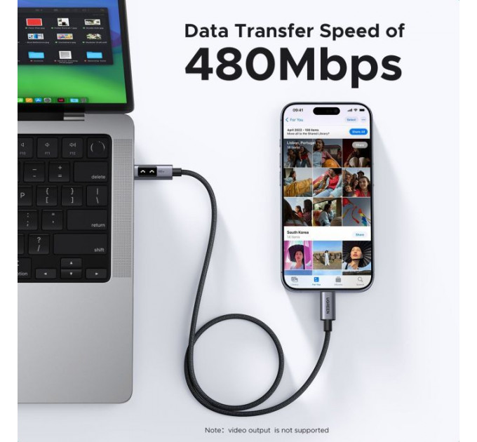 Дата кабель USB-C to USB-C 1.0m PD 100W L509 black Ugreen (35501)