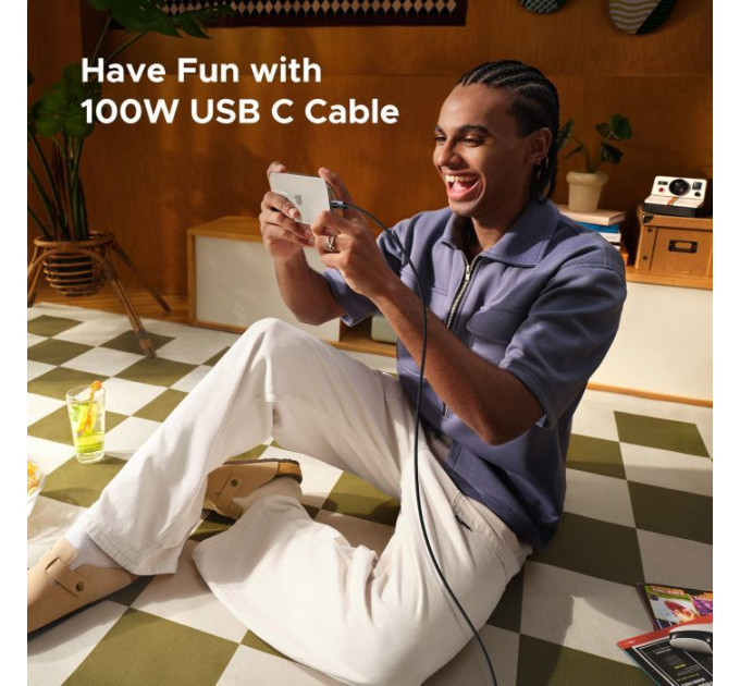 Дата кабель USB-C to USB-C 1.0m PD 100W L509 black Ugreen (35501)
