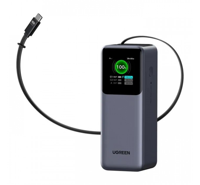 Батарея универсальная Ugreen 20000mAh 165W with Retractable Cable (PB726 55987B)