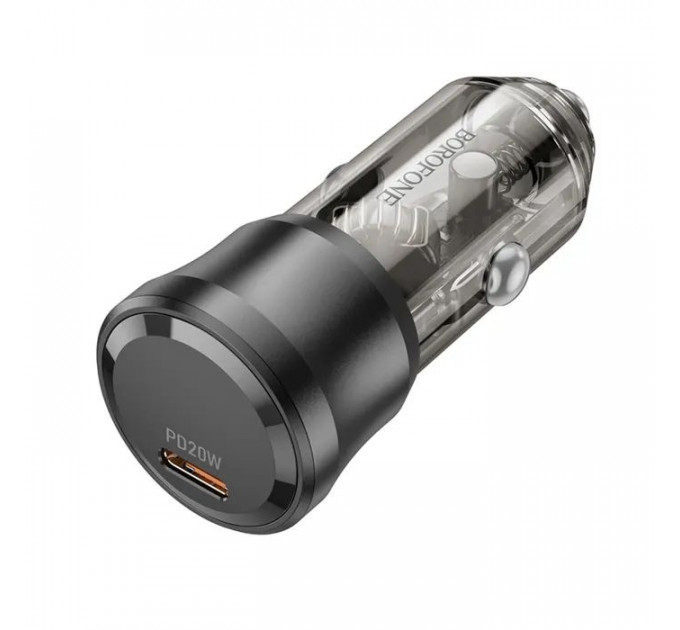 Зарядний пристрій BOROFONE 1xUSB-C PD20W car adapter black (6941991106934)