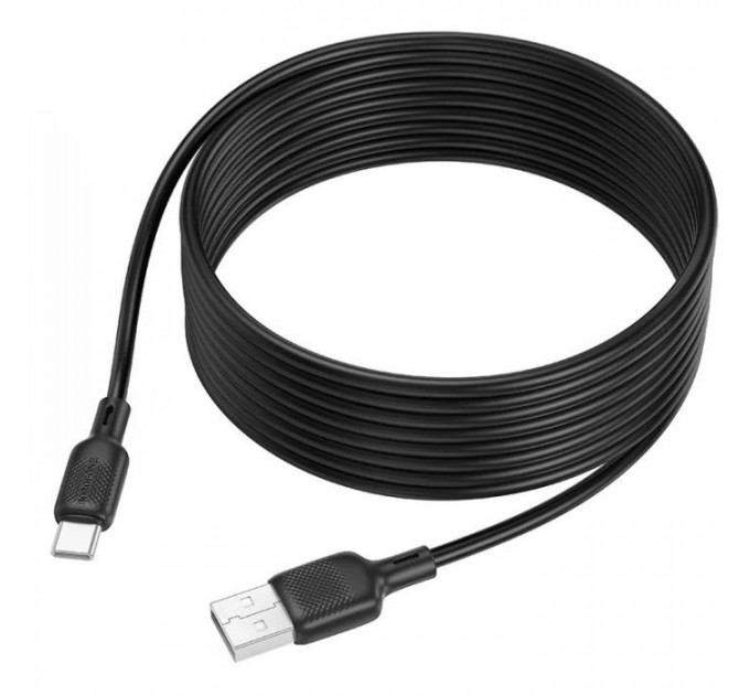 Дата кабель USB 2.0 AM to USB-C 3.0m silicone BX113 black BOROFONE (6941991115554)