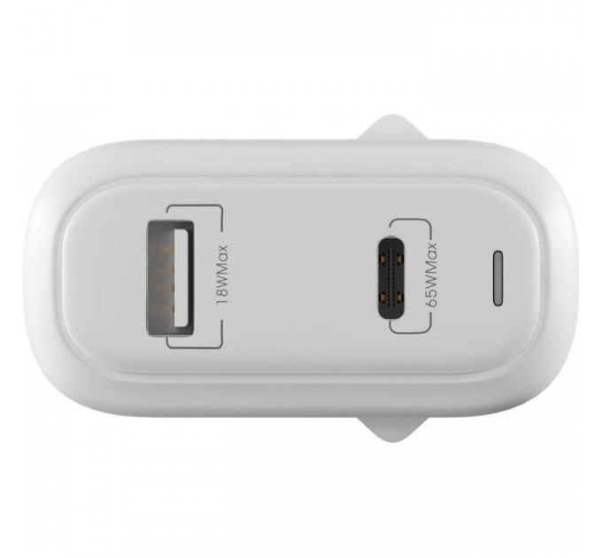 Зарядное устройство для Globex GaN 1xUSB + 1xUSB-C 65W FastPower white (GaN65WAC)