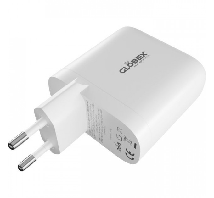 Зарядное устройство для Globex GaN 1xUSB + 1xUSB-C 65W FastPower white (GaN65WAC)