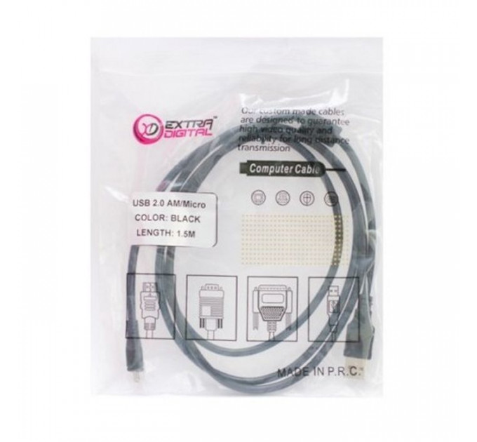 Дата кабель USB 2.0 AM to Micro 5P 1.5m Extradigital (KBU1630)