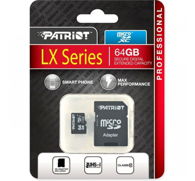 Карта пам/'яті Patriot 64GB microSD class10 UHS-1 (PSF64GMCSDXC10)