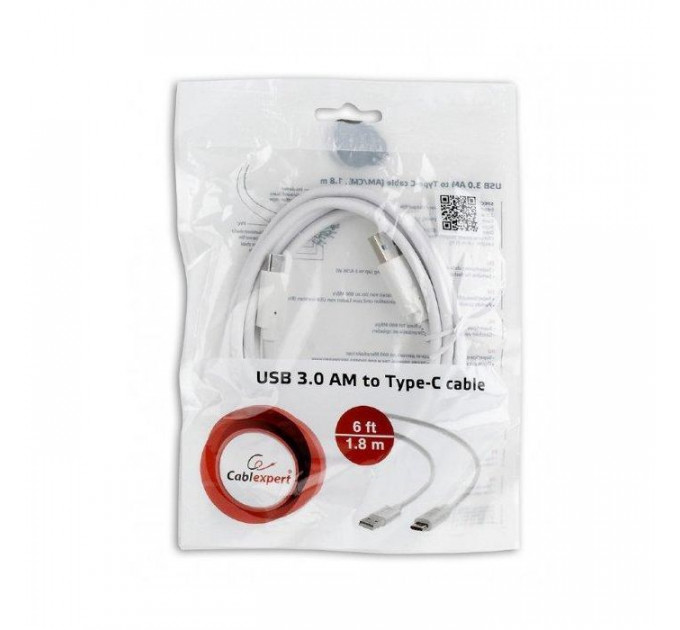 Дата кабель USB 3.0 AM to USB-C 1.8m Cablexpert (CCP-USB3-AMCM-6-W)