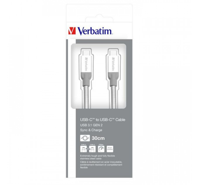 Дата кабель USB-C to USB-C 0.3m USB 3.1 Verbatim (48867)