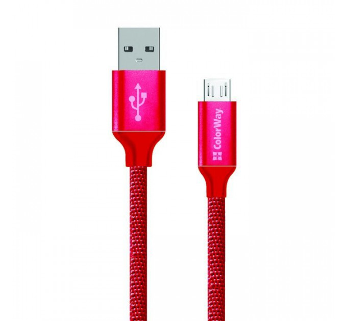 Дата кабель USB 2.0 AM to Micro 5P 1.0m 2.1А red ColorWay (CW-CBUM002-RD)