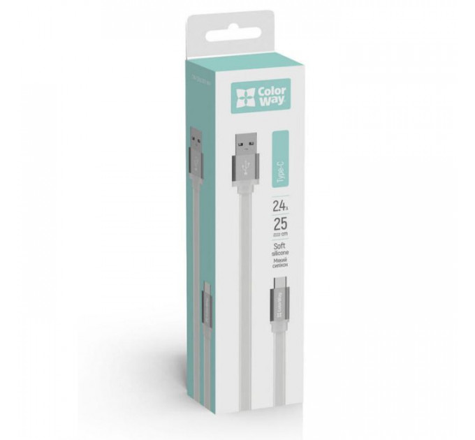 Дата кабеля USB 2.0 AM to USB-C 0.25m white ColorWay (CW-CBUC001-WH)