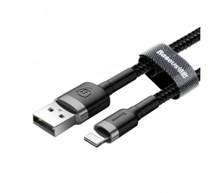 Дата кабель USB 2.0 AM to Lightning 2.0m Cafule 1.5A gray+black Baseus (CALKLF-CG1)