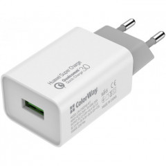 Зарядний пристрій ColorWay 1USB Huawei Super Charge\/Quick Charge 3.0, 4A (20W) (CW-CHS014Q-WT)