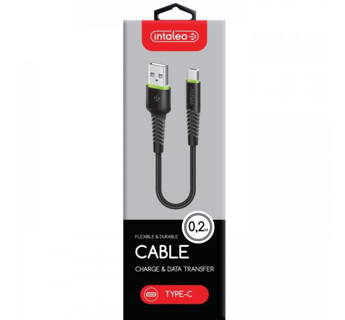 Дата кабель USB 2.0 AM to USB-C 0.2m black Intaleo (1283126487446)
