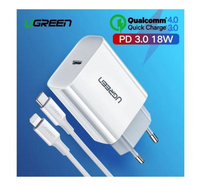 Зарядное устройство для Ugreen CD137 Type-C PD 20W Charger (White) (60450)