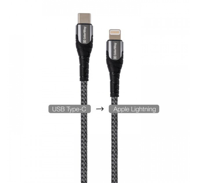 Дата кабель USB-C to Lightning 1.0m ColorWay (CW-CBPDCL033-GR)