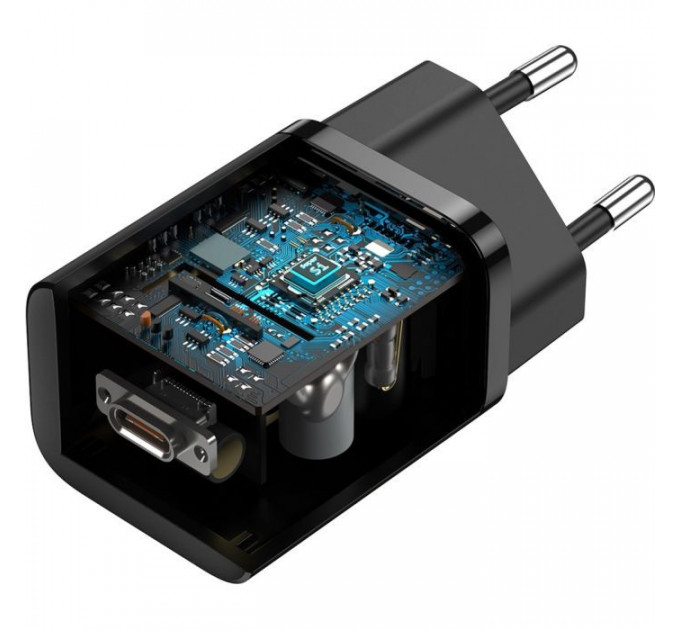 Зарядний пристрій Baseus 1xUSB 25W (USB-C) + Cable Type-C black (TZCCSUP-L01)