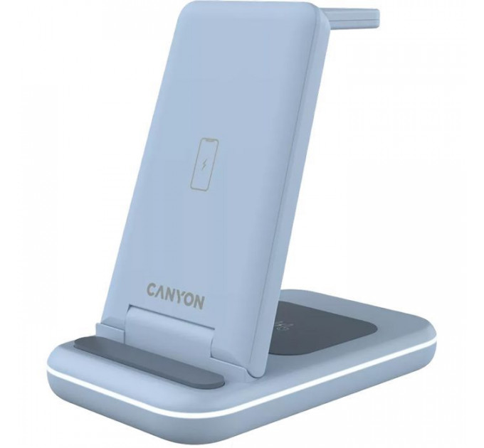Зарядний пристрій Canyon WS-304 Foldable 3in1 Wireless charger Blue (CNS-WCS304BL) Зарядний пристрій Canyon WS-304 Foldable 3in1 Wireless charger Blue (CNS-WCS304BL)