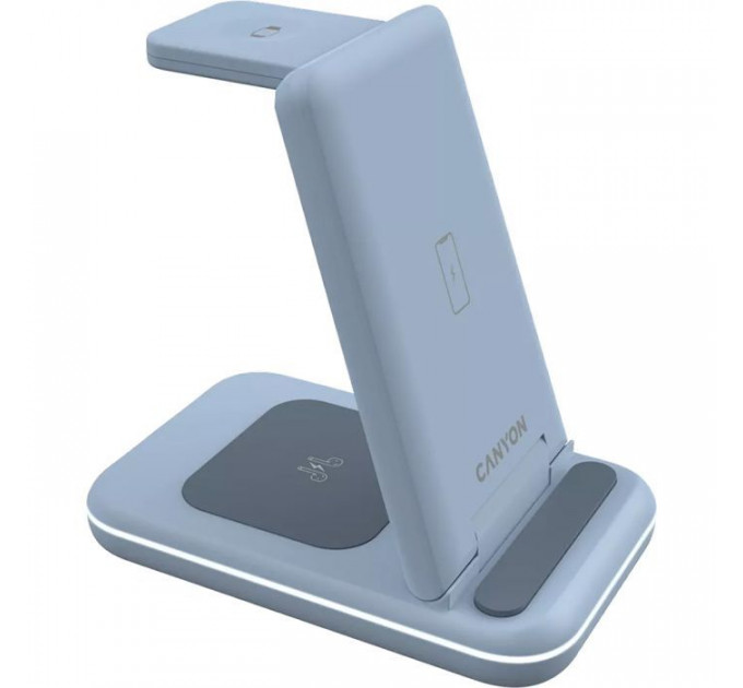 Зарядний пристрій Canyon WS-304 Foldable 3in1 Wireless charger Blue (CNS-WCS304BL)