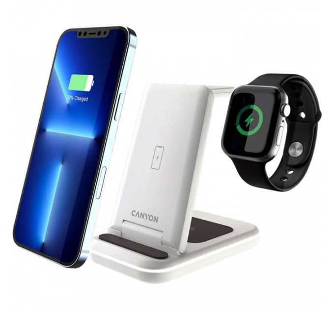 Зарядное устройство для Canyon WS-304 Foldable 3in1 Wireless charger Cosmic Latte (CNS-WCS304CL)