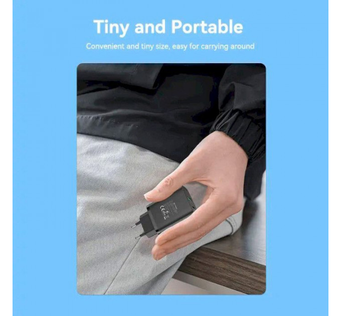 Зарядное устройство VENTION 2xUSB 38W (USB-C+USB-A) PD+QC3.0 black (FBIB0-EU)