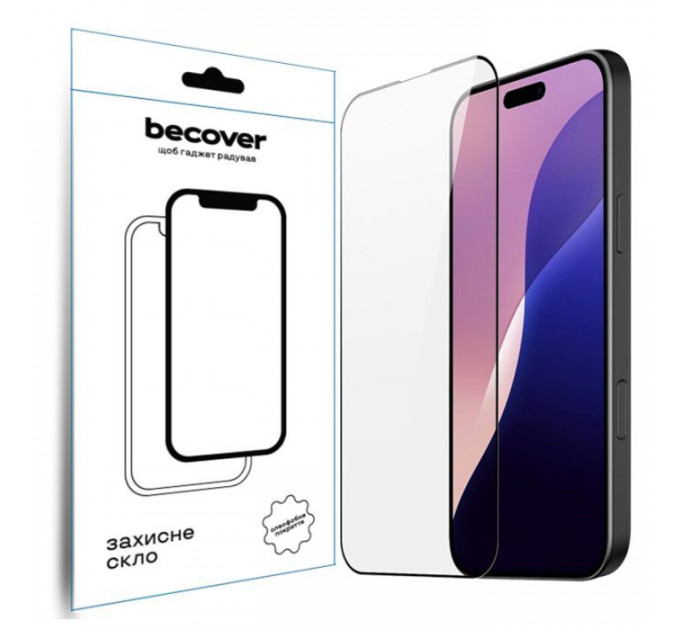 Скло захисне BeCover Apple iPhone 16 Pro Max Black (712125) Скло захисне BeCover Apple iPhone 16 Pro Max Black (712125)