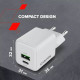 Зарядное устройство для Canyon CU20AC GaN 20W 1xPD 1xQC EU White (CNS-CUW20AC)