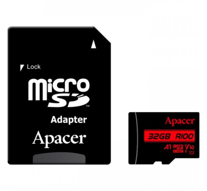Карта пам/'яті Apacer 32GB microSD class 10 UHS-I V10 A1 (AP32GMCSH10UB-R) Карта пам/'яті Apacer 32GB microSD class 10 UHS-I V10 A1 (AP32GMCSH10UB-R)