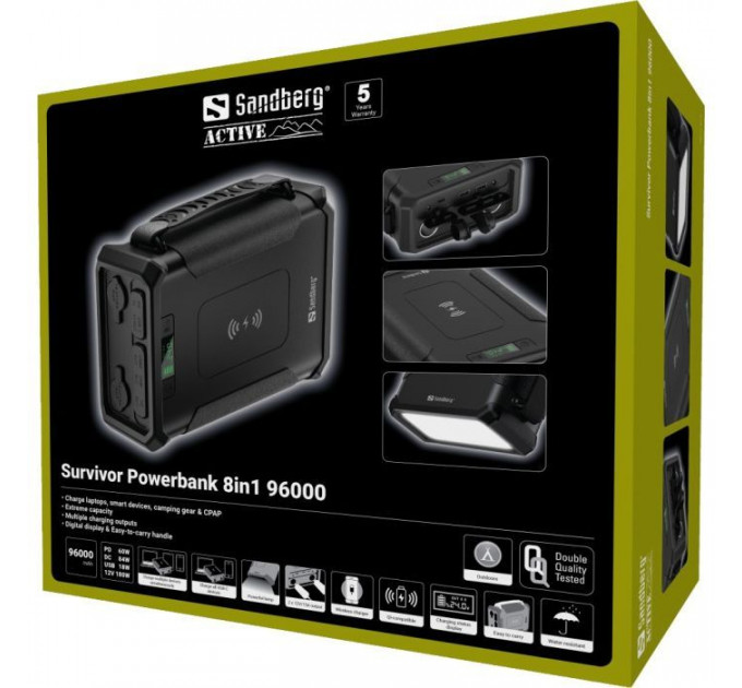 Батарея универсальная Sandberg 96000mAh, Survivor, DC/84W, PD/60W, Cigar Lighter 180W, Wireless, LiFePo4 (420-78)