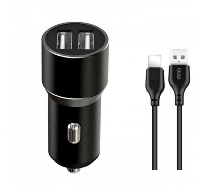 Зарядное устройство для XO TZ09 2.4A\/2 USB + cable lightning Black (XO-TZ09L-BK)