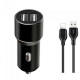 Зарядний пристрій XO TZ09 2.4A\/2 USB + cable lightning Black (XO-TZ09L-BK)