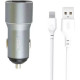 Зарядний пристрій XO TZ09 2.4A\/2 USB + cable lightning Grey (XO-TZ09L-GR)