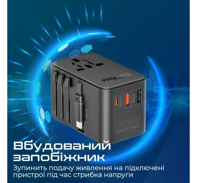 Зарядний пристрій Promate tripmate-gan70r