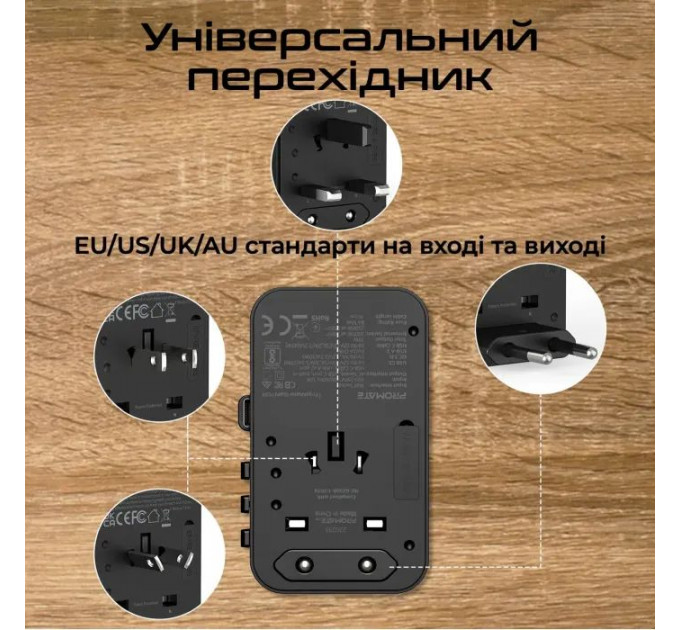 Зарядний пристрій Promate tripmate-gan70r