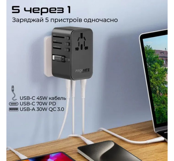 Зарядний пристрій Promate tripmate-gan70r