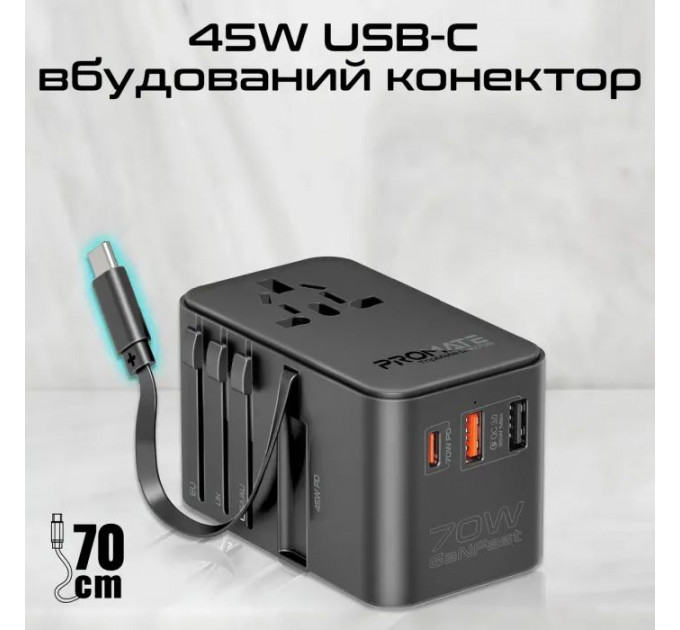 Зарядний пристрій Promate tripmate-gan70r