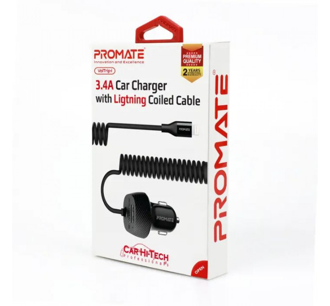 Зарядное устройство для Promate 17W USB + Lightning (voltrip-i.black)