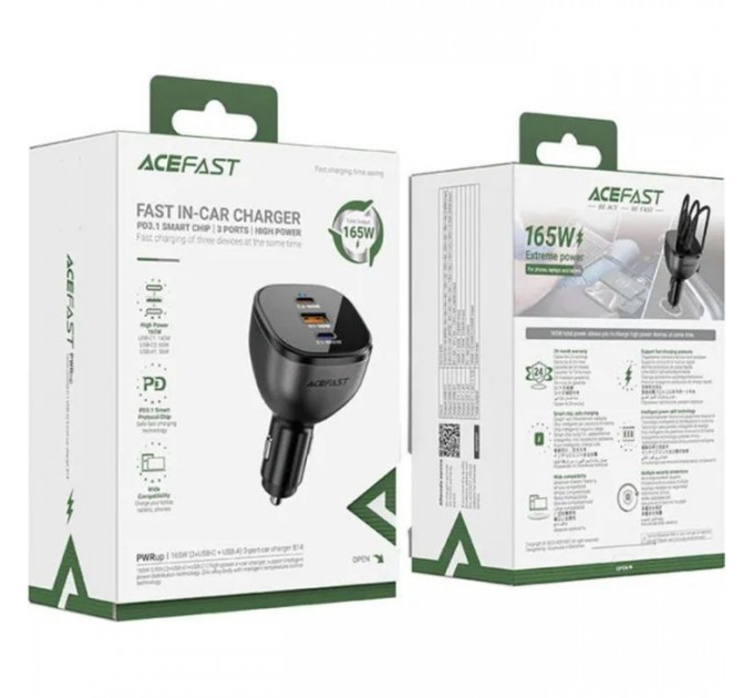 Зарядний пристрій Acefast 3xUSB 165W (2xUSB-C + USB-A) B14 (6974316282938)