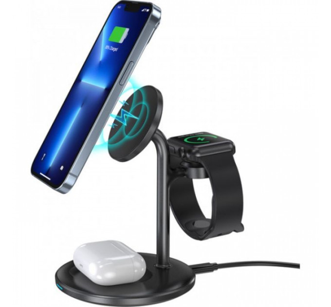 Зарядний пристрій Choetech 15W 3-in-1 Magnetic Wireless Fast Charger black (T585-F-101-CCBK)