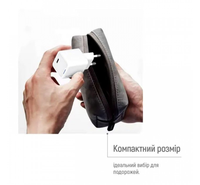 Зарядний пристрій ColorWay GaN Mini 30W PD Port PPS USB-C white (CW-CHS054PD-WT)