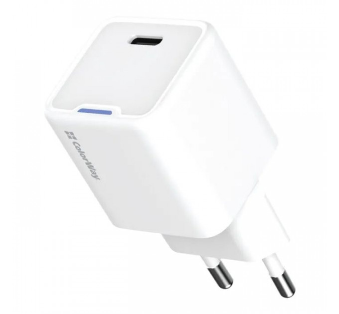 Зарядний пристрій ColorWay GaN Mini 30W PD Port PPS USB-C white (CW-CHS054PD-WT)