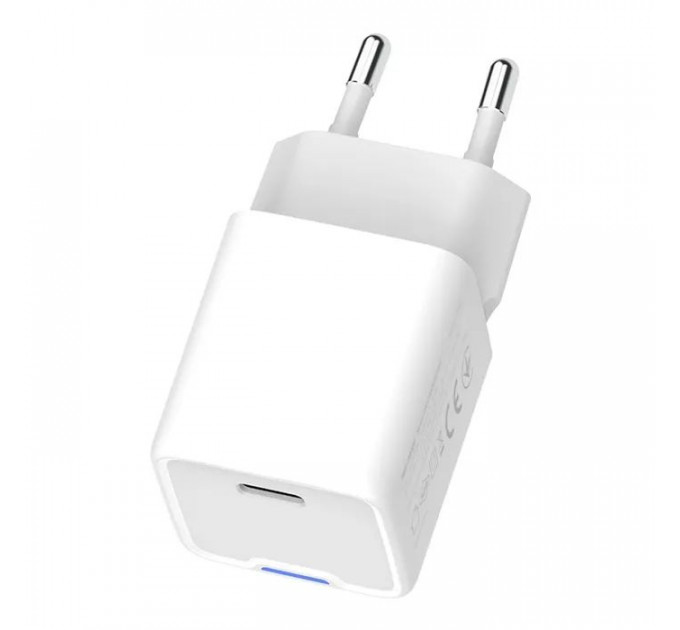 Зарядний пристрій ColorWay GaN Mini 30W PD Port PPS USB-C white (CW-CHS054PD-WT)