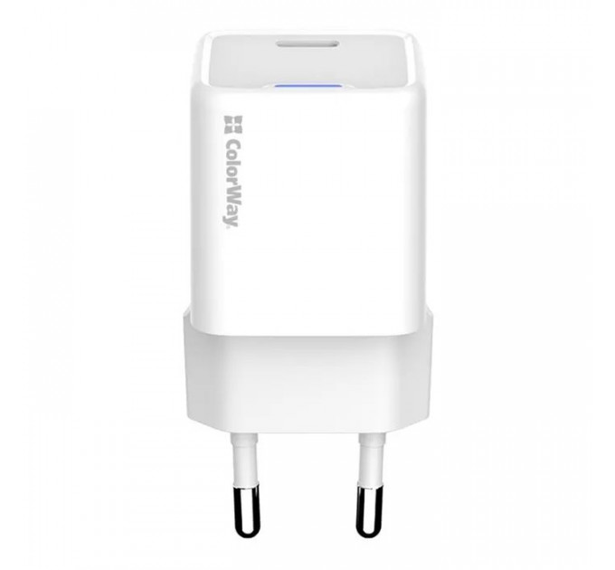 Зарядний пристрій ColorWay GaN Mini 30W PD Port PPS USB-C white (CW-CHS054PD-WT)